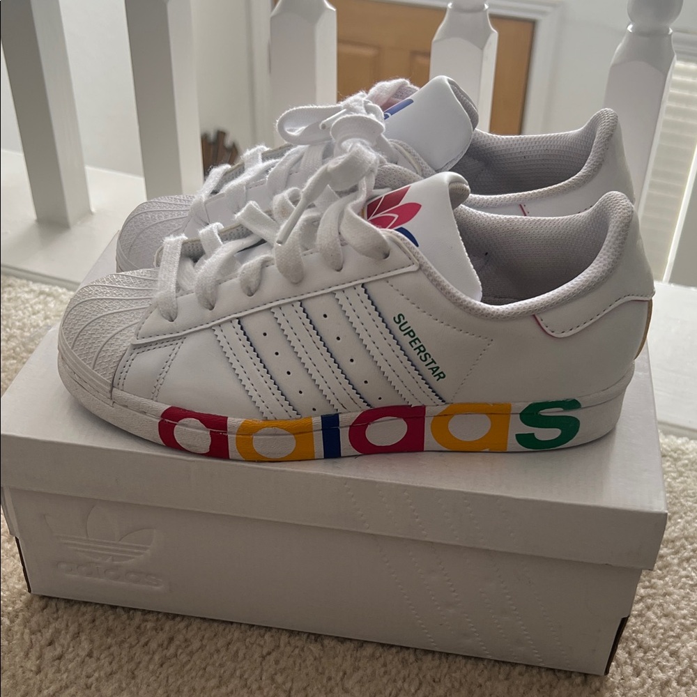 Adidas Kids Superstar White Multi-Color Sneakers - Picture 3 of 3